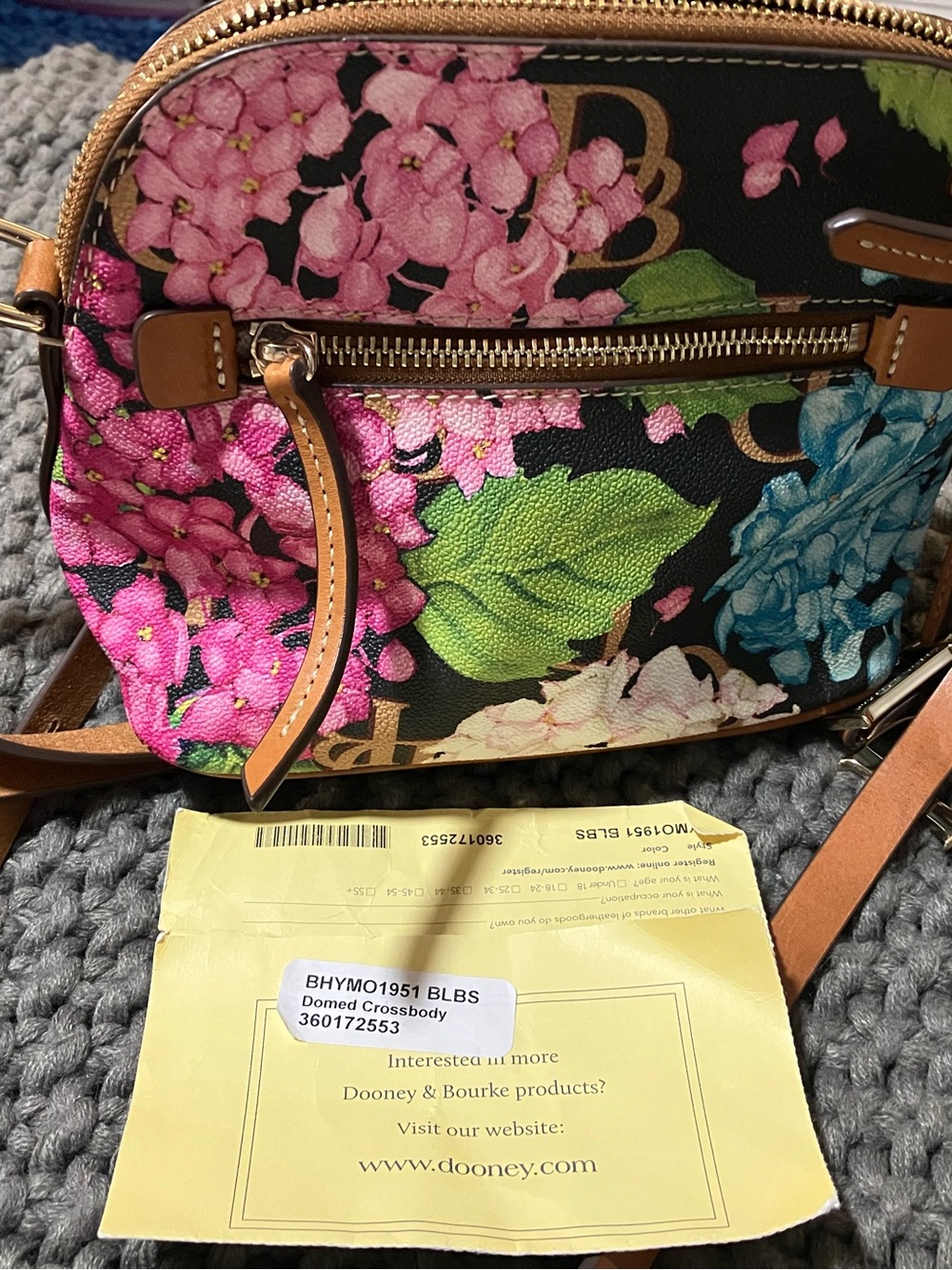 Dooney & Bourke Hydrangea Monogram Sm Domed Crossbody Black - Picture 2 of 3